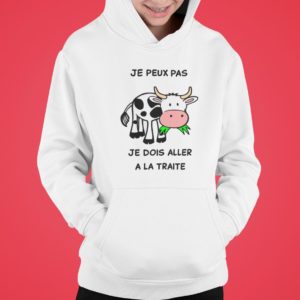 Sweat enfant unisexe "Je peut pas je dois aller à la traite"