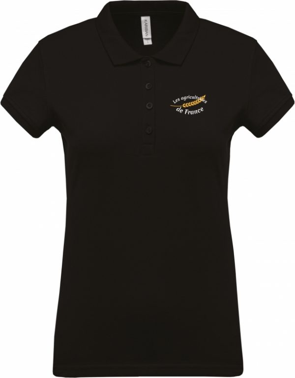 POLO FEMME NOIR AGRICULTEURS DE FRANCE